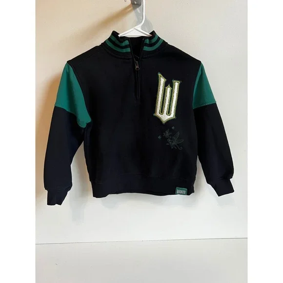 Universal Wicked The Musical‎ Kids Black Green Pullover Half Zip Sweatshirt Sz M - Picture 2 of 15